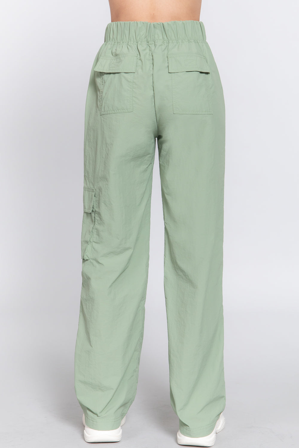 WAIST ELASTIC CARGO PARACHUTE PANTS