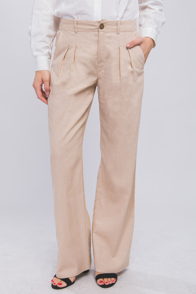 Linen Tailored Wide Leg Pants