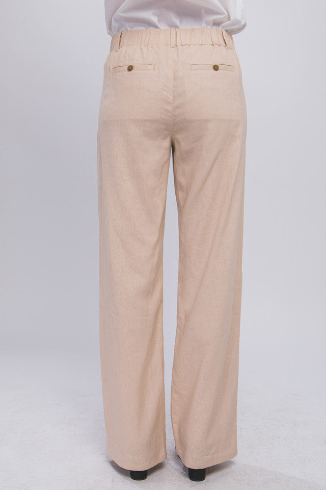 Linen Tailored Wide Leg Pants